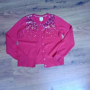 Girls Red sequin Land's End sweater